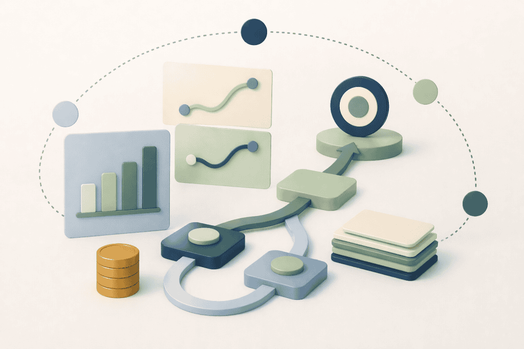 Virtual CFO strategy with financial charts, graphs, and data analysis tools.