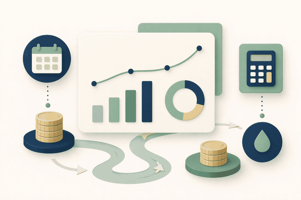 Business analytics and financial growth chart for virtual CFO services.