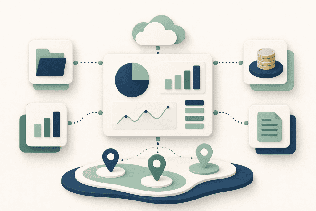 Virtual CFO analyzing financial data with charts and graphs for business management.
